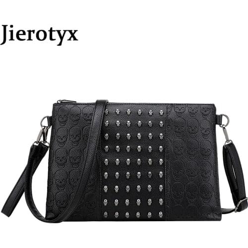 JIEROTYX 2020 Fashion PU Leather Shoulder Bag for Women Bag Ladies Evening Bag Womens Handbag Female Sexy Rivet Drop Shipping
