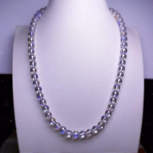 Natural White Crystal Colorful Necklace Sweater Chain Collares 8mm Beads Handmade Jewelry Wear in All Seasons For Friends