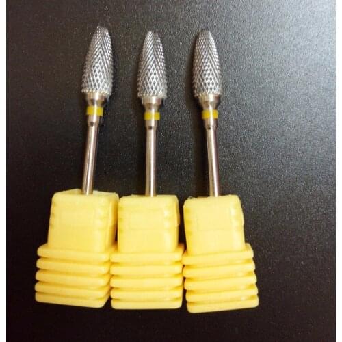 Hot! 10 pieces3/32'' Professional Carbide Nail Drill Bit X Fine Top Electric Nail File Gold Drill Bit 203001yellow