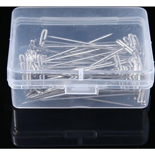 50pcs 51mm 2' Silver Metal T-Pins Straight Needles Set DIY for Holding Knitting Sewing Displaying Craft Macrame Wigs with Box