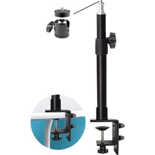 C-clamp Desktop Light Stand 360 Degree Rotatable Ball Head Adjustable Aluminum Holder with RGB LED Video Ring Light