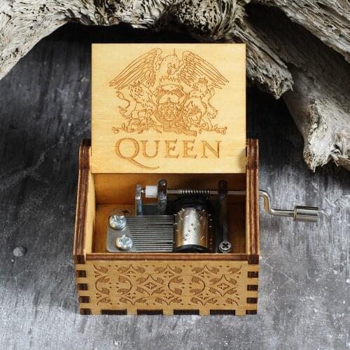 2021 New Wooden Hand Cranked Queen Music Box theme song Bohemian Rhapsody You are my sunshine Music Box birthday Christmas Gift
