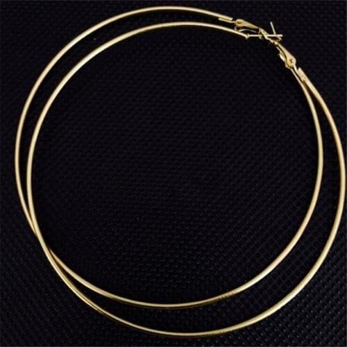 New Circle Smooth Large Ring10cm Fashion Women Big Round Metal Ring Earrings Party Night Club Gold Silver Hyperbole Casual Chic