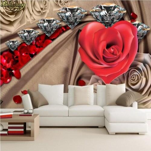 Beibehang Custom Diamond Rose photo murals wallpaper for living sofa bedroom TV large mural Flamingos wall paper home decor