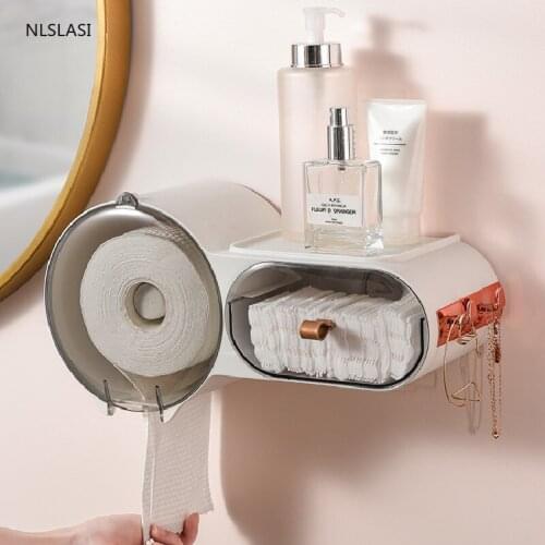Free Punching Wall-mounted Creativity Home Bathroom Accessories Toilet Paper Holder Paper Tissue Box Plastic Toilet Dispenser