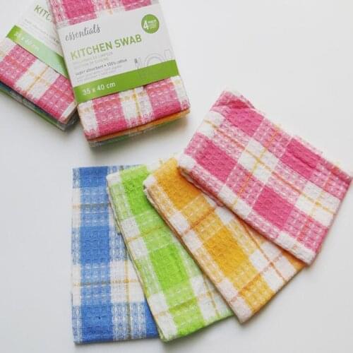 4pcs/pack Super Absorbent Kitchen Swab Kitchen Towel Dish Towel 30cmx40cm Cotton