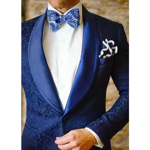 Latest Coat Pant Designs Royal Blue Red Pattern Men Suit Jacket Slim Fit 2 Piece Tuxedo Custom Stylish Suits Blazer Masculino