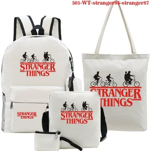 Stranger Things Backpacks 5pcs/set Student Backpacks Schoolbag+tote Bag+shoulder Bag+purse Bag Bookbag Stranger Things Schoolbag