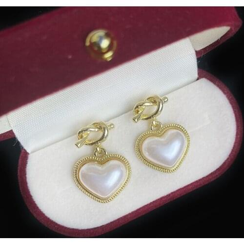 XIYANIKE Gold Color Pearl Heart Drop Earrings For Women Zinc Alloy Earrings 2021 Trend Fashion Gift Party New Jewelry Brincos