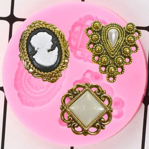 Jewelry Head Silicone Mold Relief Cupcake Topper Polymer Clay Candy Fondant Cake Decorating Tools Chocolate Gumpaste Mould
