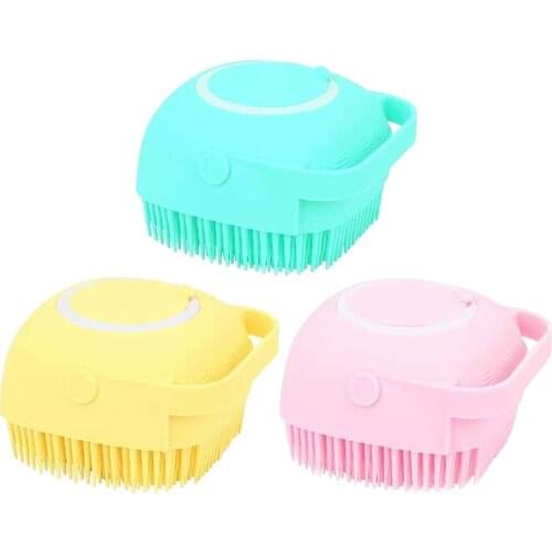 Silicone Body Brush Shower Scrubber with Shower Gel Dispenser Gentle Soft