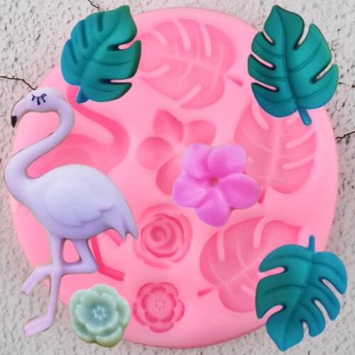 3D Birds Flamingos Silicone Molds DIY Baby Party Turtle Leaf Rose Candy Chocolate Cupcake Topper Fondant Cake Decorating Tools