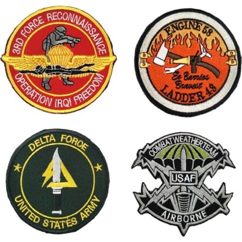 XICC USA Delta Embroidered Military Velcro Patches Wars Army Fans Outdoor USAF Paratroopers Shoulder Emblem Cool Tactical Patch
