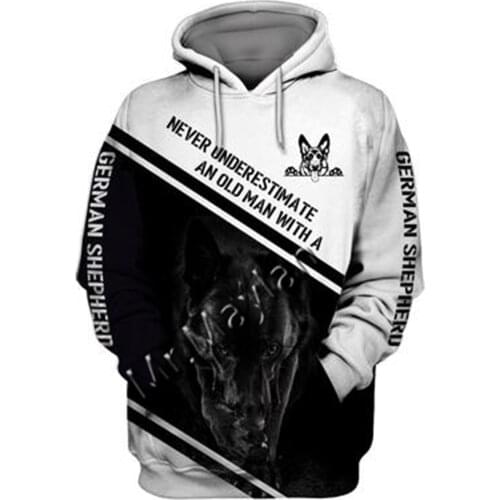 Unisex 3D German Shepherd Graphic Hoodie Harajuku Hoodie Alt Clothing Animal Crossing Streetwear Oversized Hoodie Pullover QW-71