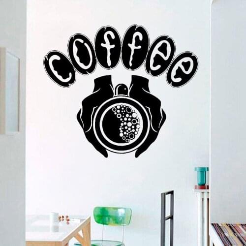 Coffee Shop Logo Wall Decal Coffee House Vinyl Wall Stickers Cafe Window Decor Interior Home Decor Design Wall Art Murals C218
