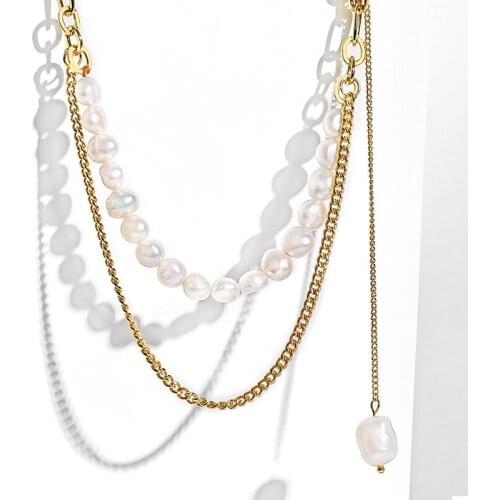 Pearl Tassel Aesthetic Pendant Necklace For Women Pearl Metal Double Layer Chain Fashion Golden Accessories Jewelry Neck Choker