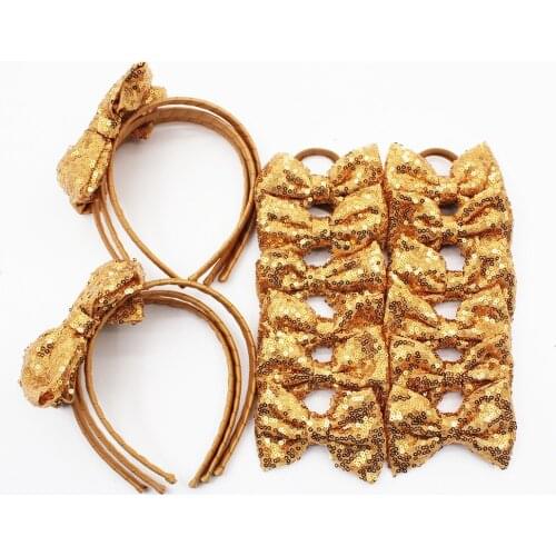 Golden Baby Girl Headbands with Bows,Toddler Headbands, Sequin Glitter Sparkle Baby Hair Bow,Children Cute Hair Band 9