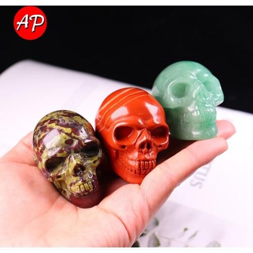 1PC Natural Quartz Delicate Gemstone Skull Handicraft Crystal Decoration Home Decor Stones Wicca Healing Minerales DIY Gift