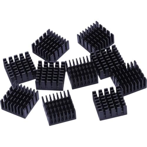 10 Pcs Black Aluminum Cooler Radiator Heat Sink Heatsink 20mm x 20mm x 10mm