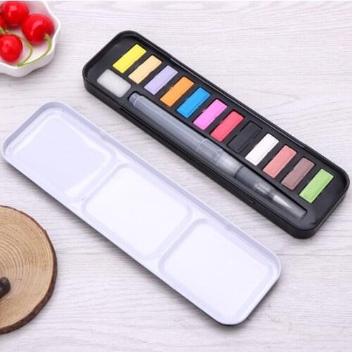 12/18/24 Solid Watercolor Paint Set Portable Drawing Brush Art Painting Supplies Q1JA