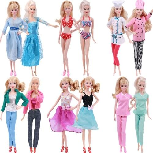 2Pcs/Lot Popular Fashion Suit Disneey Princess Dress For 11Inch 26-28Cm Barbies Doll College Style Dress Woman Dress,Sister Suit