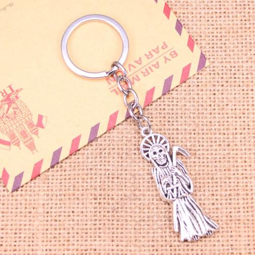 20pcs New Fashion Keychain 51x19mm grim reaper death Pendants DIY Men Jewelry Car Key Chain Ring Holder Souvenir For Gift