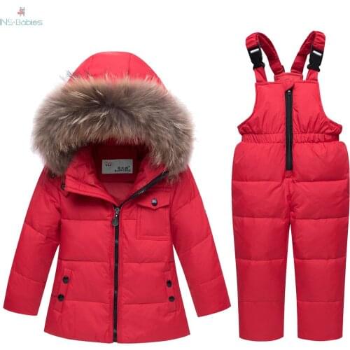 2020 New Children Winter Warm Clothing Sets Kids Parka Jackets Coat Down Boys Fashion Winter Snow Wear 2 Piece Set Girls Outfit