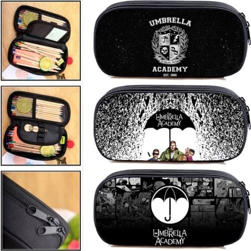 3D Umbrella Academy Pencil Case School Supplies Teenager Makeup Case Pen Anime Make Up Box Cosmetic Case Zipper Storage