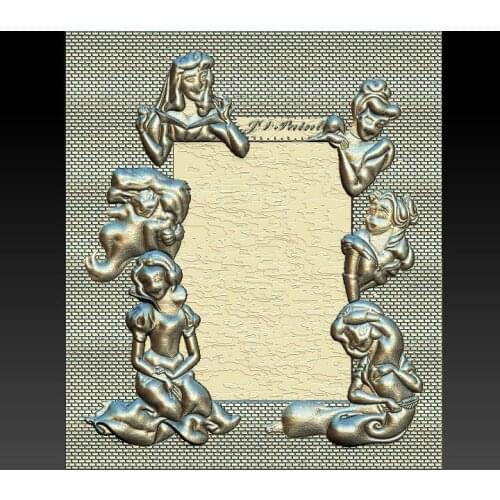 3d STL Model Decor Panel for CNC Router 3D Printer Artcam Aspire Bas Relief _Princess wall panel