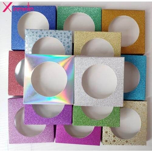 50/100pcs Carton Paper Packing Box for 25mm long EyeLash case Wholesale Bulk Cheap Pretty mink Lashes flash Storage Packaging