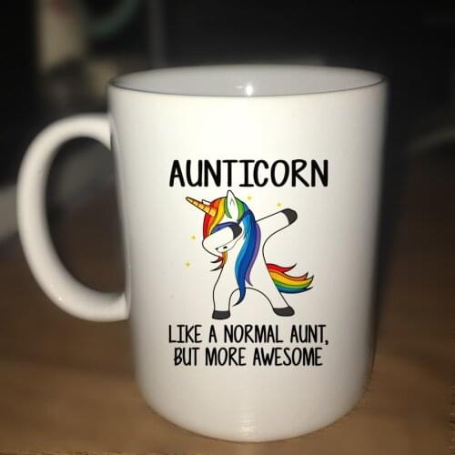 Auntiicorn Mug 110z Unicorn Funny Mug AUNT Gift Ceramic Mug Christmas Gift Tea Milk Cup Mugs