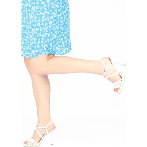 Modabuymus White Cross Strappy Platform Heels Shoes-Seoul