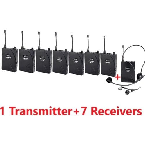 Takstar UHF-938/UHF938 UHF frequency Wireless Tour Guide System 50m Operating Range 1 Transmitter+7 Receivers for Tour guiding