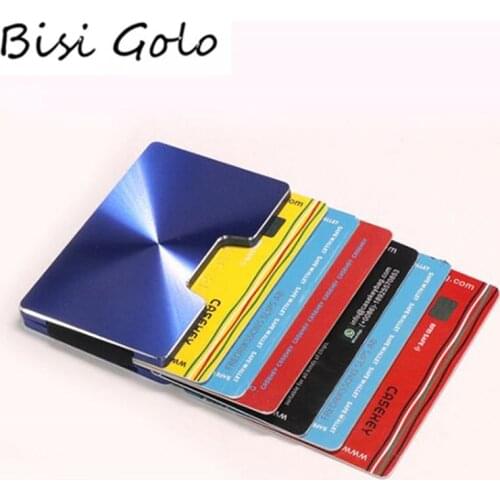 BISI GORO Metal Business Clutch Wallet RFID Blocking Credit Card Holder Aluminum Men and Women Multi Fashion Colorful Case Box