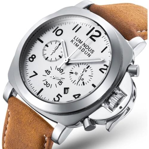 Fashion Mens Watches Top Luxury Brand Waterproof Sport Wrist Watch Chronograph Quartz Military Genuine Leather Relogio Masculino