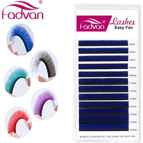 Colored Easy Fanning Volume Eyelash Extensions 1 Case Purple/Red/Green/Blue/Brown Colorful Auto Blooming Makeup Lashes