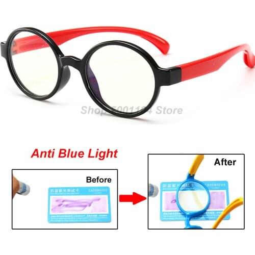 Kids Anti Blue Light Glasses Frame Children TR90 Silicone Optical Glasses Boy Girl Flexible 2020 New Round Eyeglasses Protective