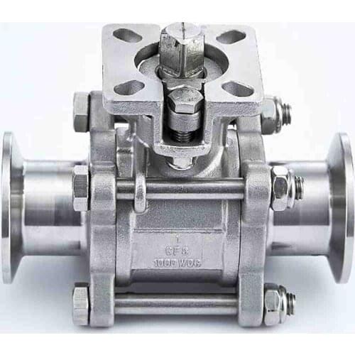 Fit Tube O/D 32mm Tri Clamp 1.5" 304 Stainless Steel High Plat 3-Piece Type Ball Valve Homebrew PTFE Seal No Actuator