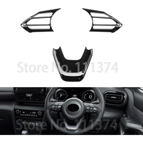 Chrome Steering Wheel Cover For Toyota Yaris Cross 2020 2021 Black Protector Frame Trim Accessories