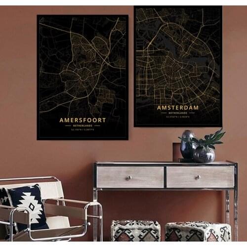 Amersfoort City map The Amsterdam City map Poster HD Printing Wall Art canvas Nordic landscape Painting for residential culture