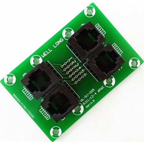 RJ11/RJ12 6P6C Jack 4-Way Buss Breakout Board, Terminal Block, Connector