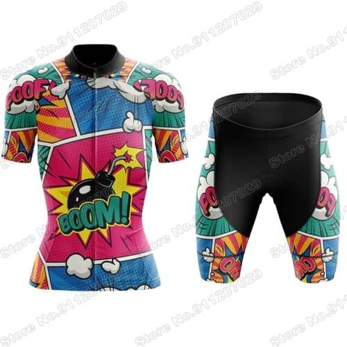 Explosive Comics 2021 Cycling Jersey Set Women Summer Bicycle Clothing Road Bike Shirts Suit Bicycle Bib Shorts MTB Wear Maillot