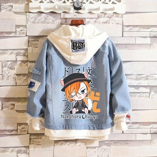 Anime Stray Dogs Cosplay Costume Dazai Osamu Jean Jacket Nakahara Chuuya Denim Jacket Nakajima Atushi Women Men Coat