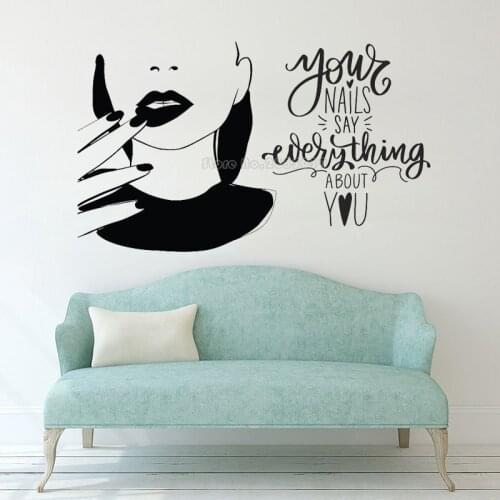 Creative Beauty Salon Vinyl Wall Stickers Wall Decals For Nail Salon Your Nails Say Everything About You Lettering Decor LL2622