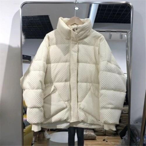 New collection 2021 Winter Fairy Jacket Embossed White Duck Down Down Jacket Bread Jacket Womens Loose Short Thicken causal