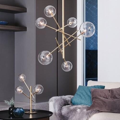 Living room Lamp Chandelier Nordic Creative American minimalist restaurant after retro iron glass ball magic bean WF1016515