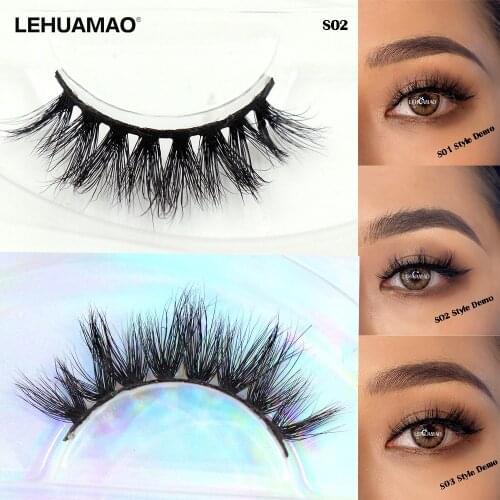 LEHUAMAO Mink Lashes 3D Short Mink Eyelashes Natural False Eyelashes Fake Lashes Makeup Mink Lashes Extension 13-14mm Eyelashes