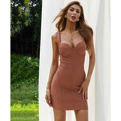 Summer Womens Sexy Suspenders V-Neck Bodycon Bandage Mini Dress 2021 New Ladies Club Nightclub Party Dress Vestidos