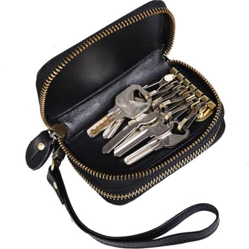 Handmade Fashion Genuine Leather Key Holder Men keyChain Cover Real Leather Wallet Male Key Case Bags Women Money Bag Organizer