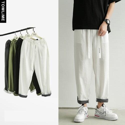 Men Japanese Streetwear Harem Pants Summer 2021 Loose Thin Pencil Pant Mens Solid Sweatpants Casual Joggers Couple Clothes
